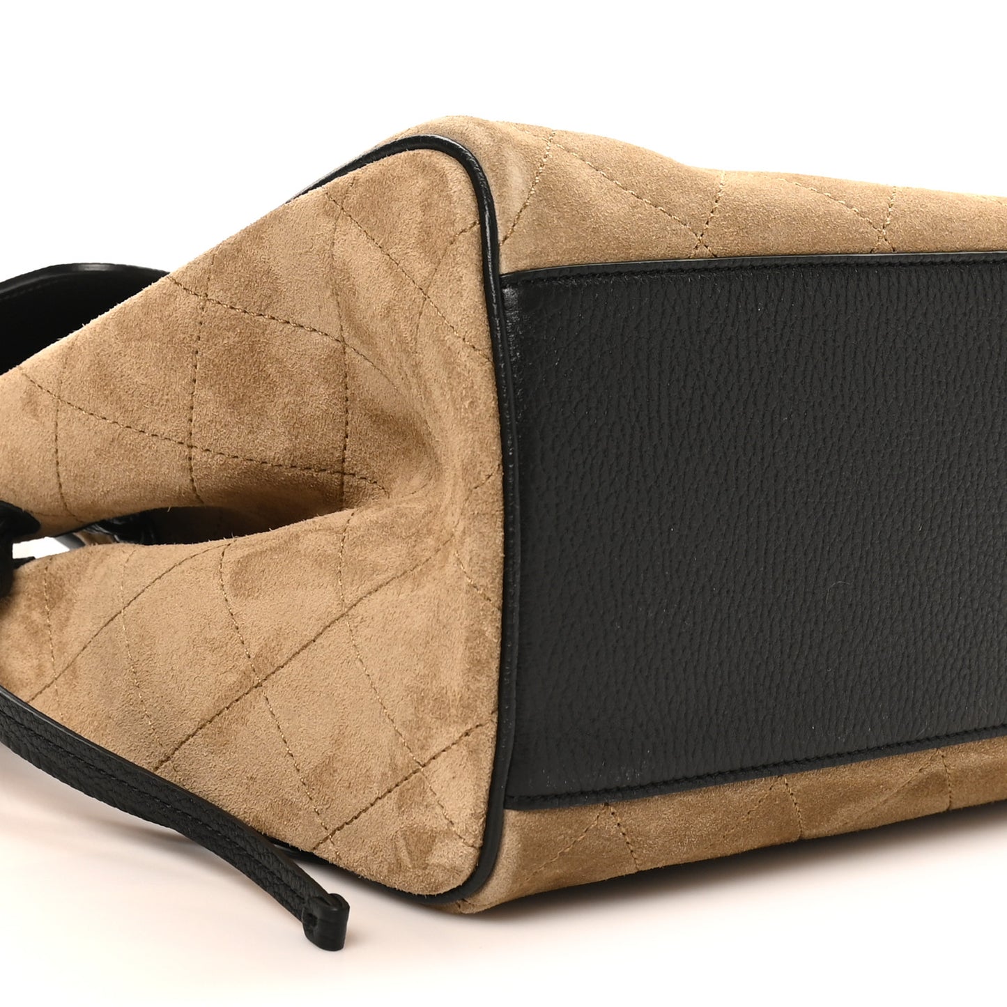 Grained Calfskin Suede Urban Essentials Large Shopping Bag Dark Beige Black Dark Beige Black
