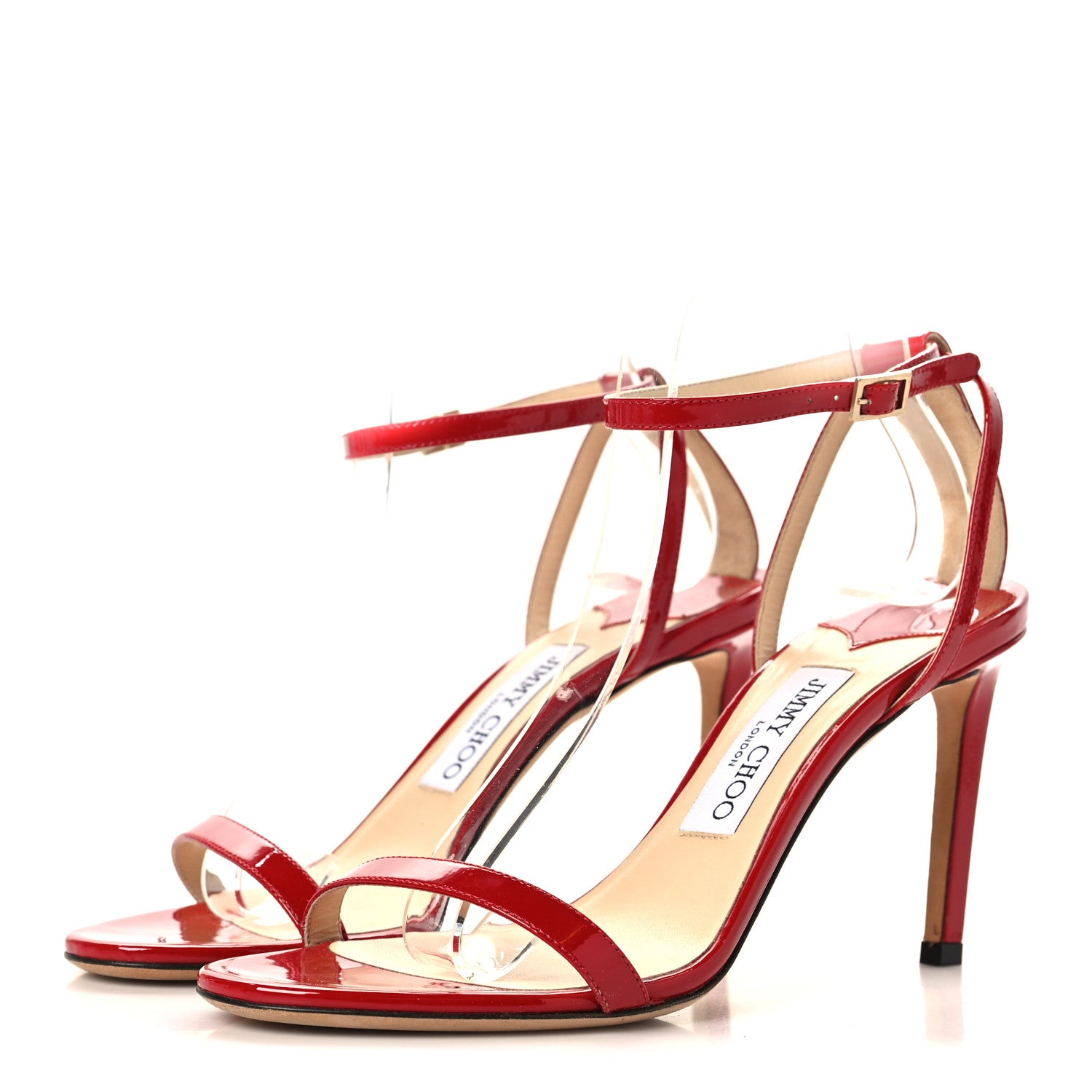 Jimmy Choo Patent Minny 85 Ankle Strap Sandals 38 Red 4 of 8