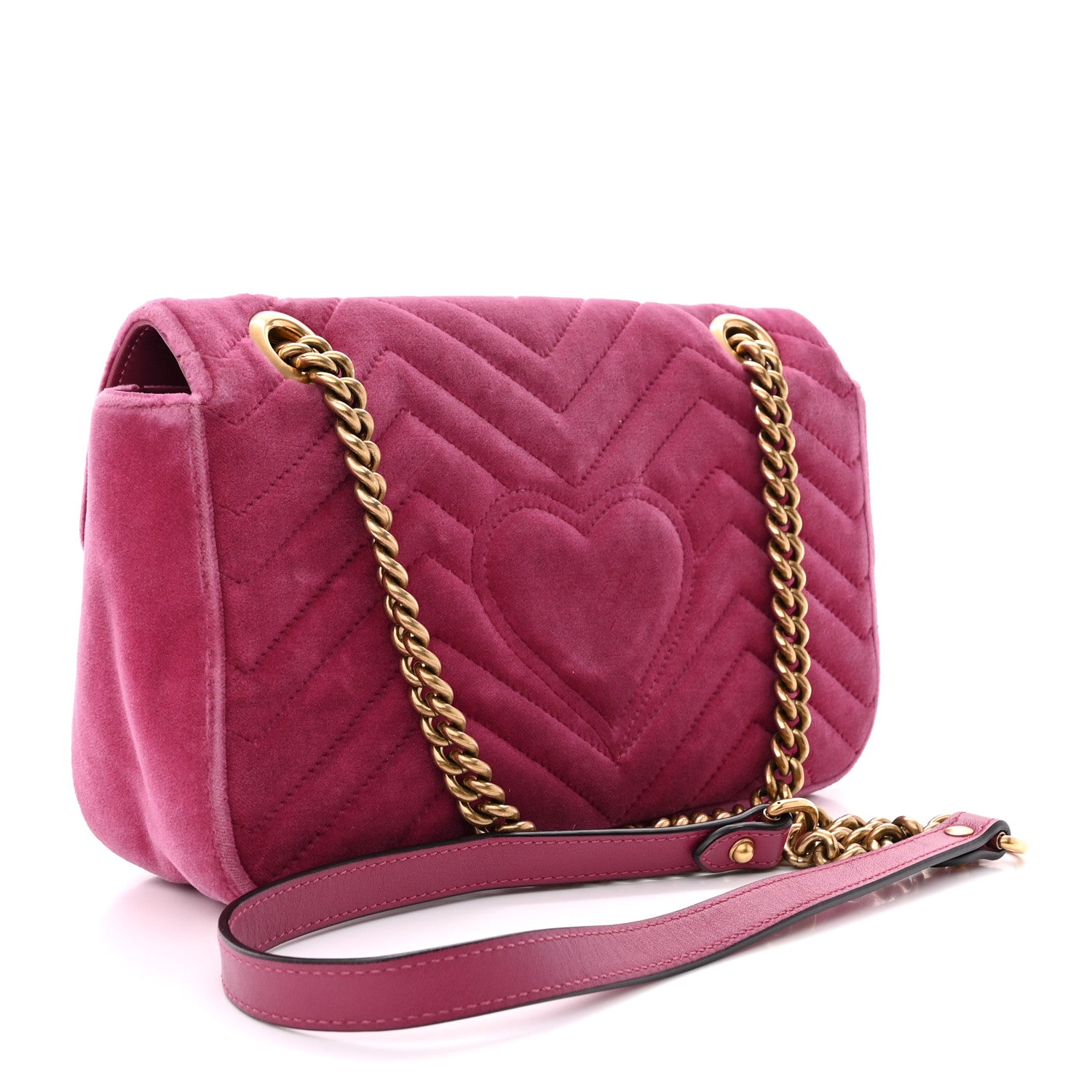Gucci Velvet Matelasse Small GG Marmont Shoulder Bag Light Raspberry Rose 3 of 13
