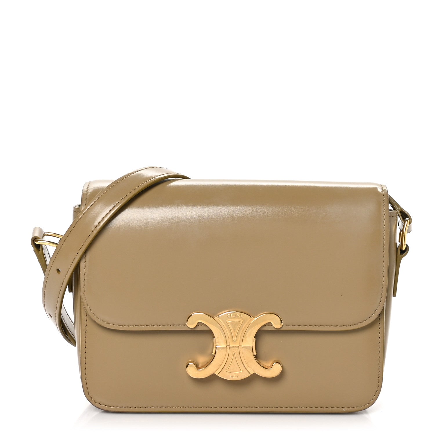 Celine Shiny Calfskin Teen Triomphe Olive 1 of 11