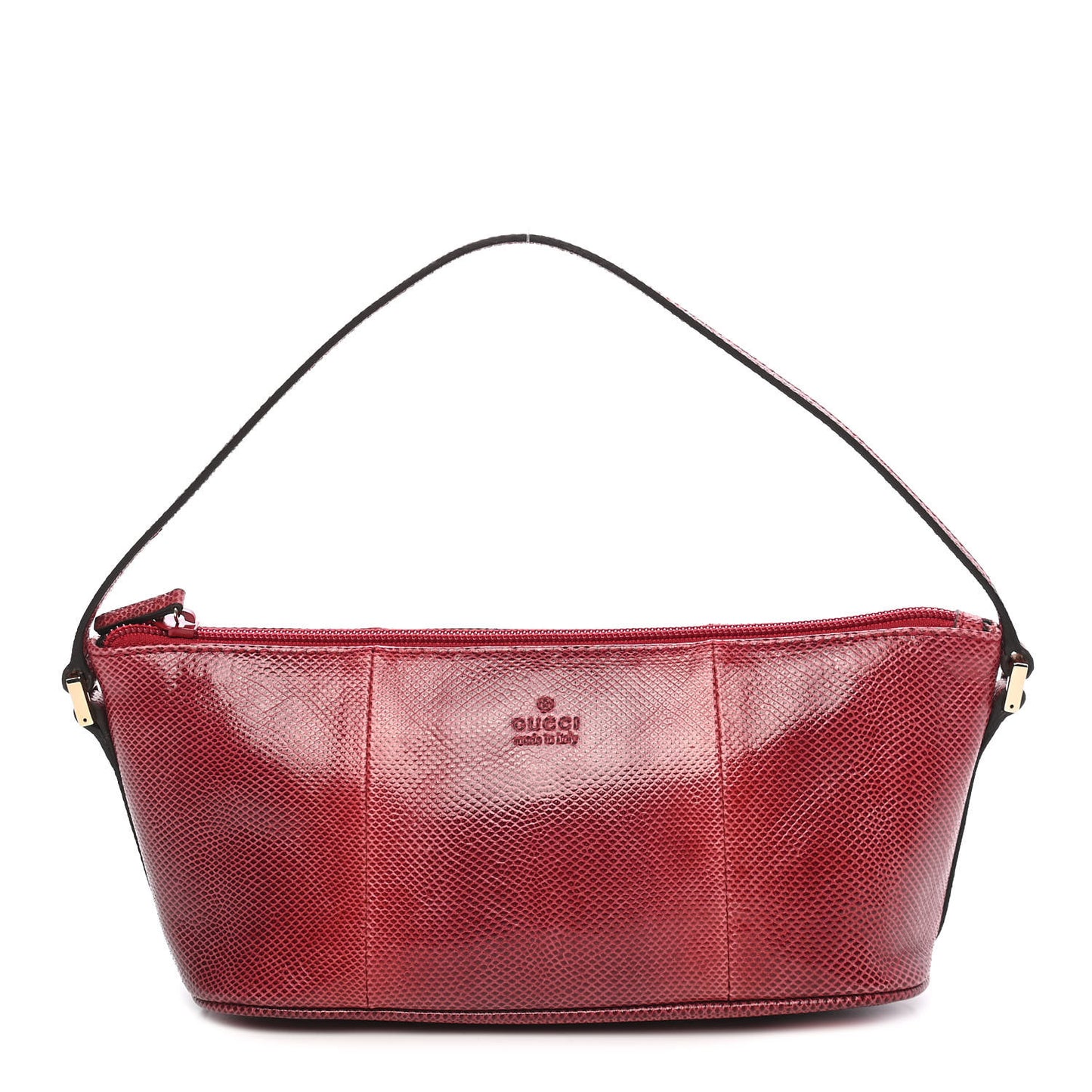 Calfskin Lizard Embossed Boat Pochette Red