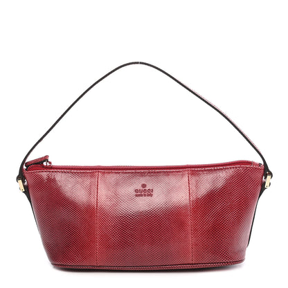 Gucci Calfskin Lizard Embossed Boat Pochette Red 1 of 9