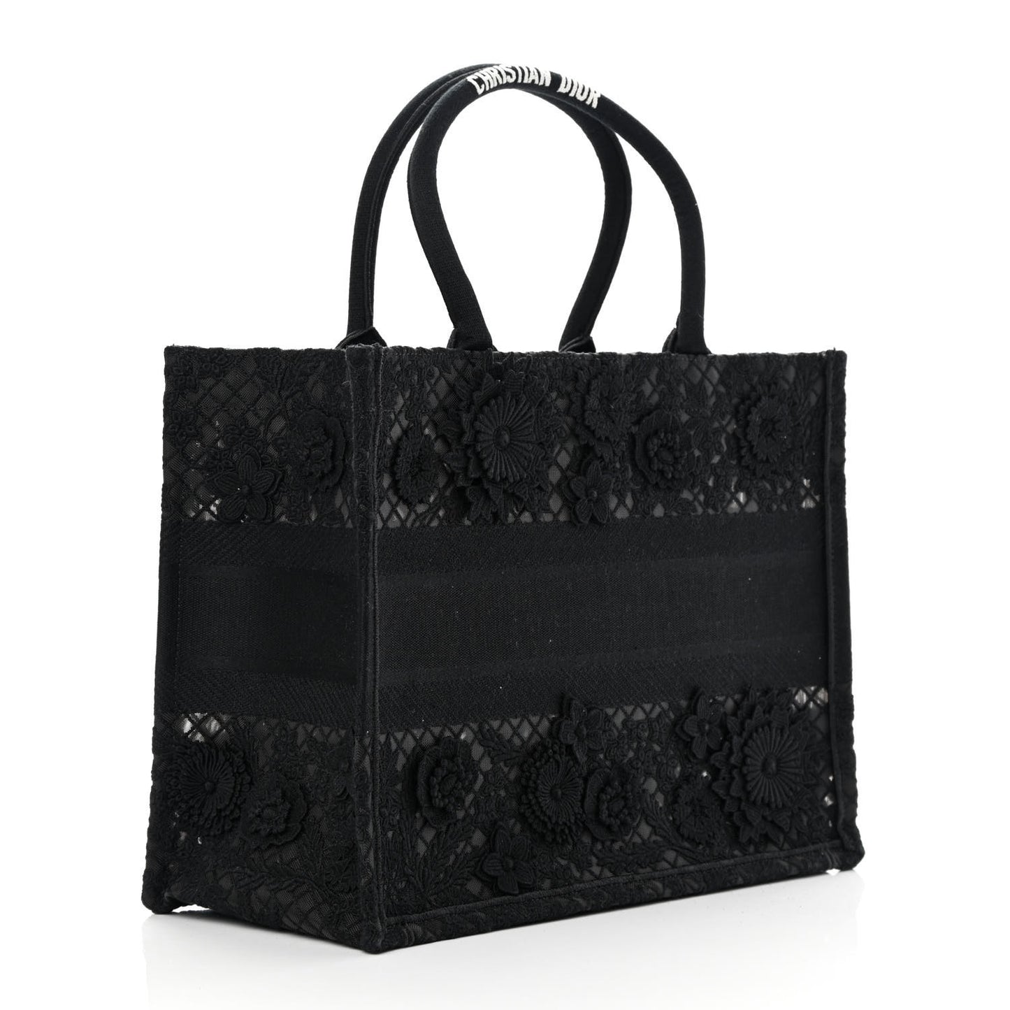 Embroidered D-Lace Medium Book Tote Black Multicolor