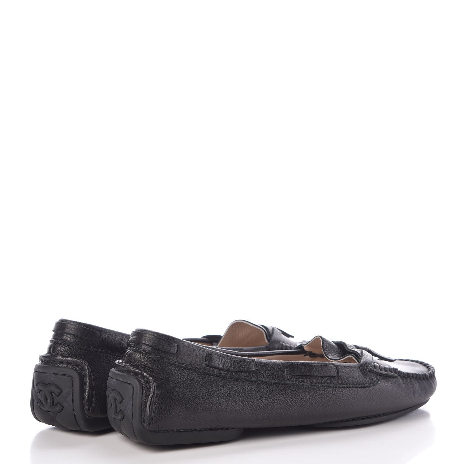 Chanel Calfskin Stitched CC Mocassin Loafers 39.5 Black 4 of 9