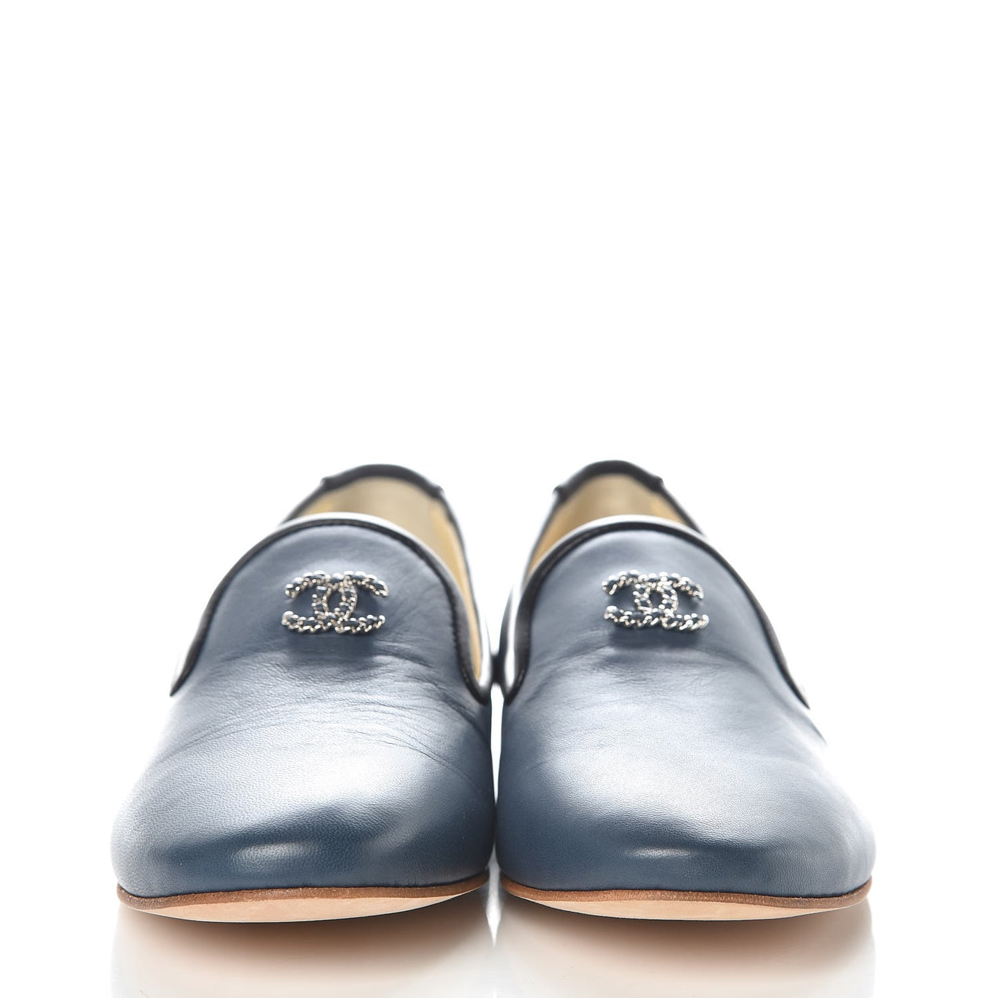 Lambskin CC Mocassin Loafers 38 Dark Blue