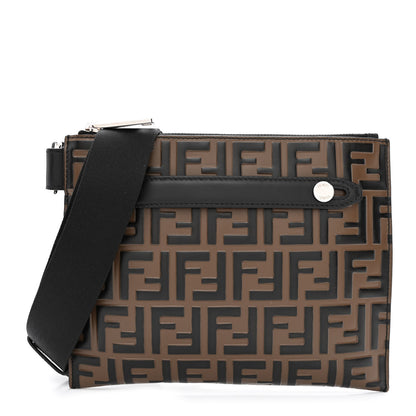 Fendi Vitello Century Bi-Color FF 1974 Embossed Messenger Maya Black 1 of 11