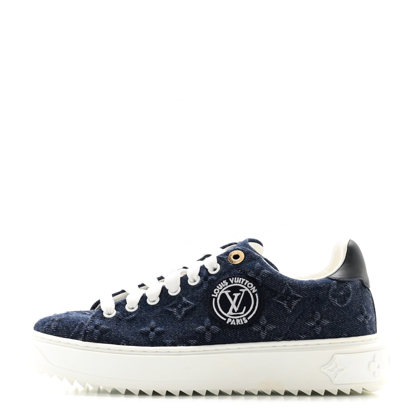 Denim Monogram Debossed Time Out Sneakers 38 Blue