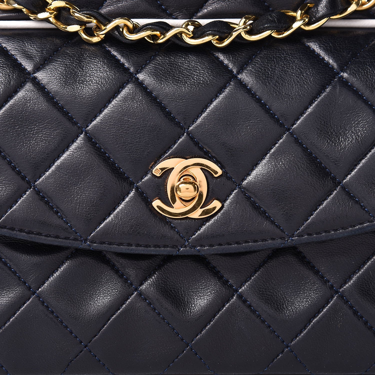 Chanel Lambskin Quilted Small Single Flap Navy 12 of 17
