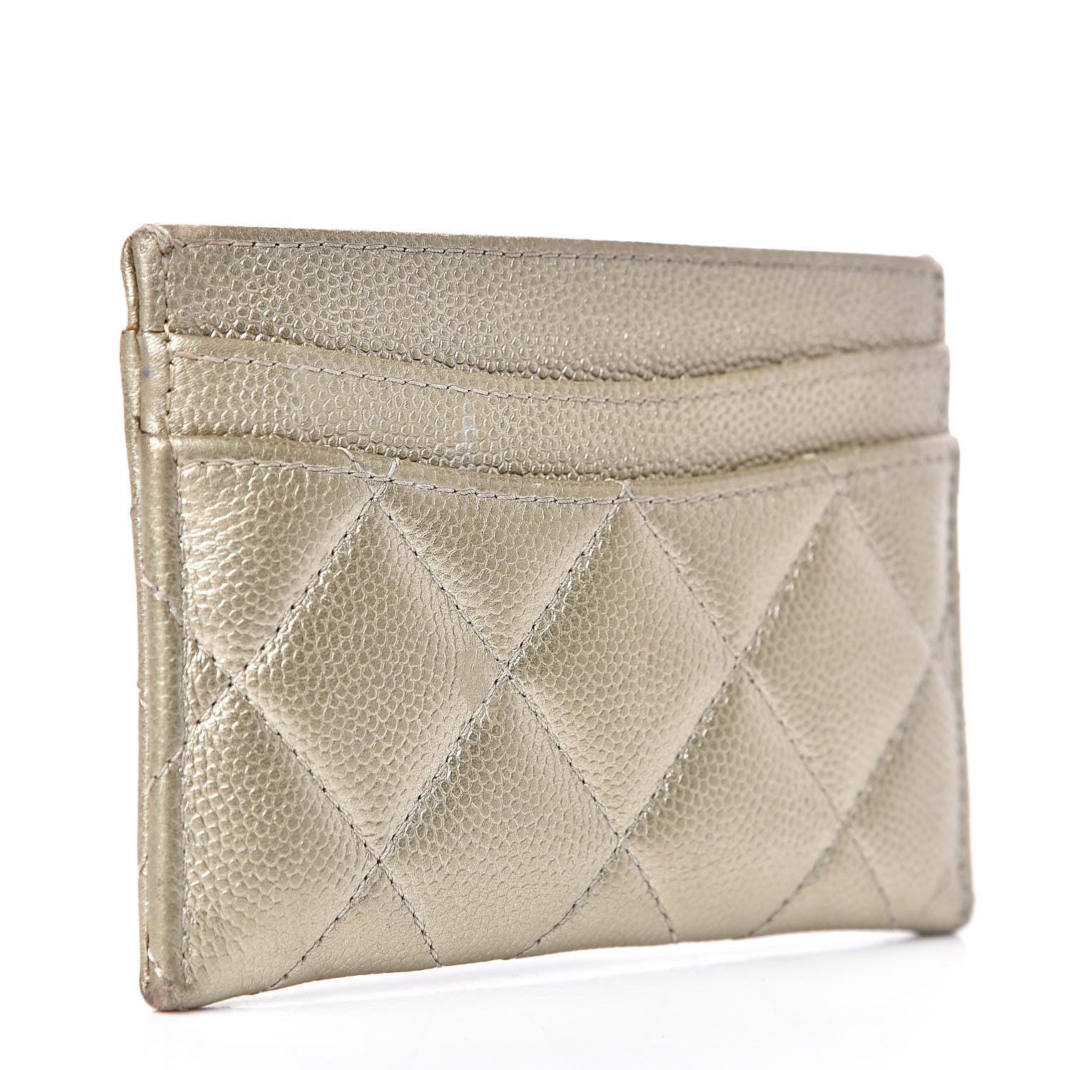 Chanel Metallic Caviar Quilted Card Holder Light Gold 3 of 12