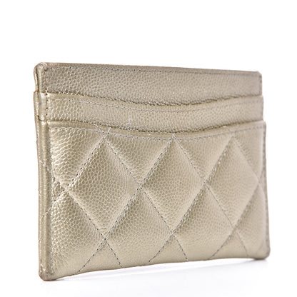 Chanel Metallic Caviar Quilted Card Holder Light Gold 3 of 12