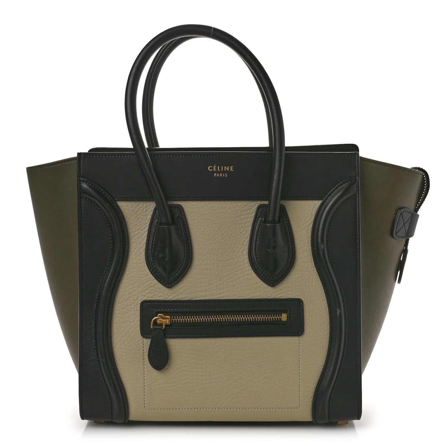 Celine Elephant Calfskin Micro Tri-Color Luggage Chalk 1 of 12