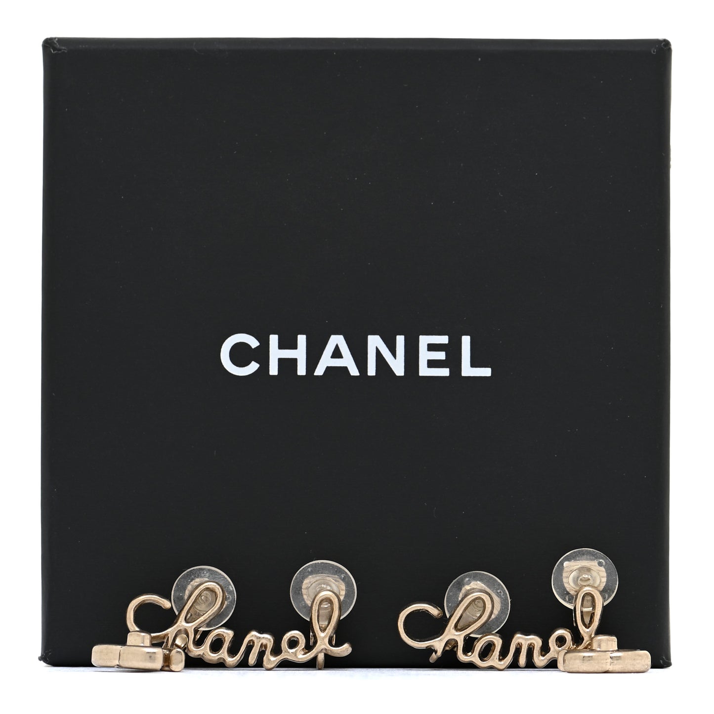 Metal CC Turnlock Climber Clip On Earrings Gold