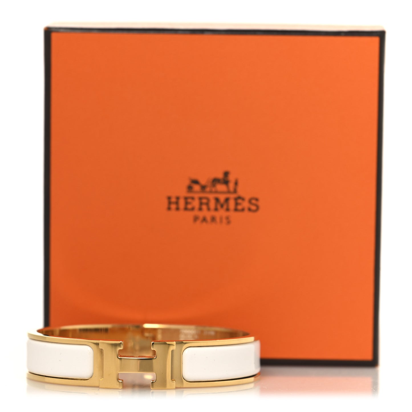 Enamel Narrow Clic Clac H Bracelet PM White