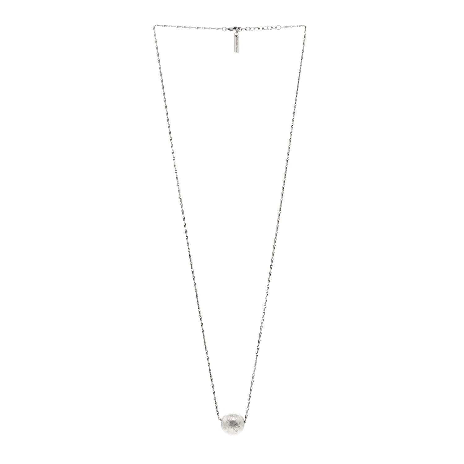 Saint Laurent Metal Textured Ball Chain Link Necklace Silver 3 of 6