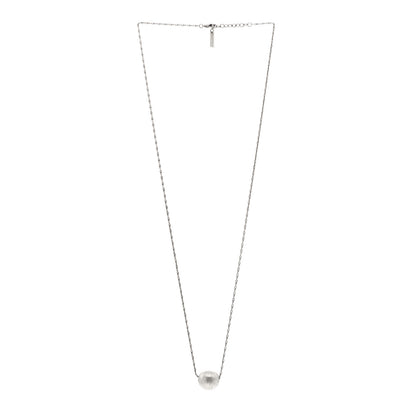 Saint Laurent Metal Textured Ball Chain Link Necklace Silver 3 of 6