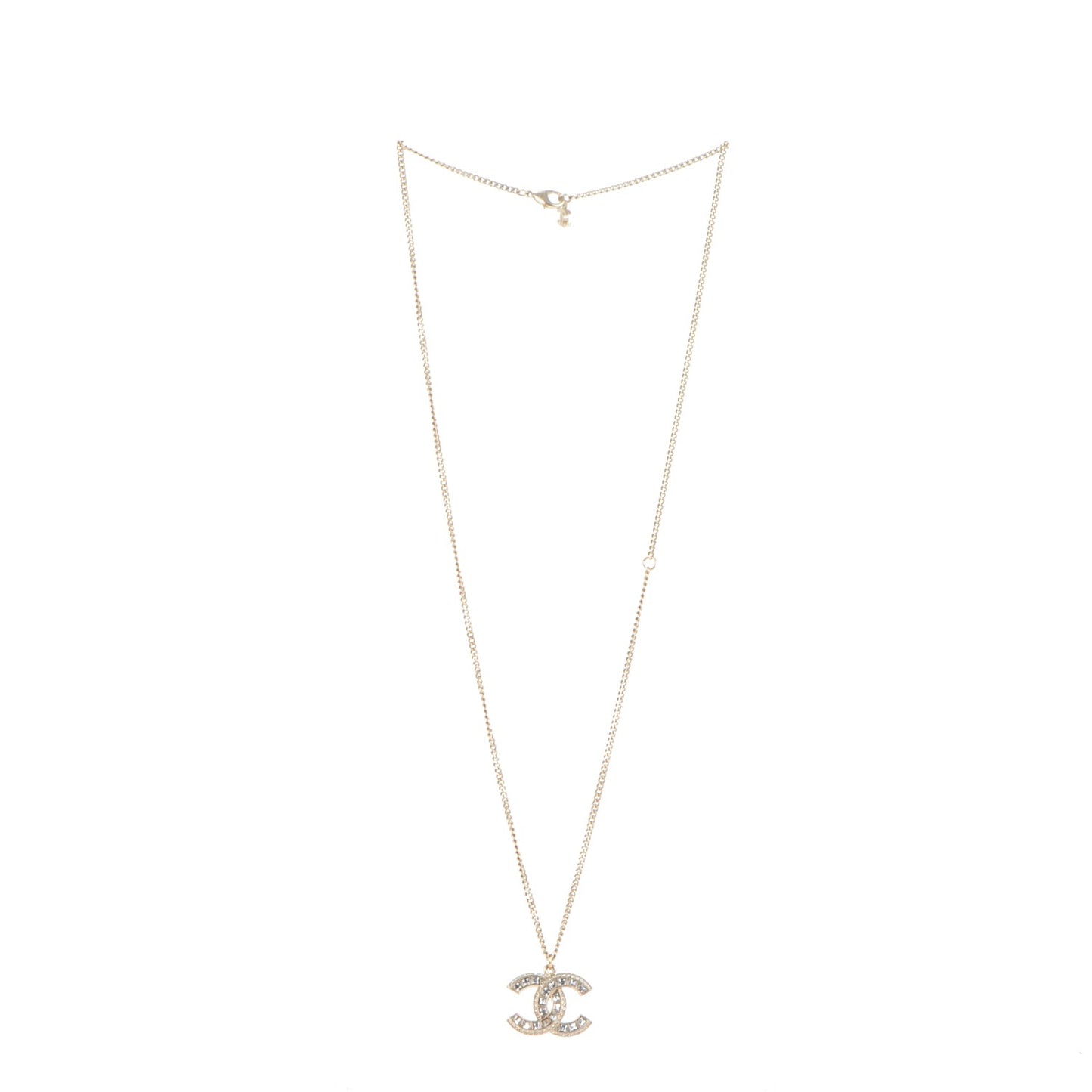 Baguette Crystal CC Necklace Gold