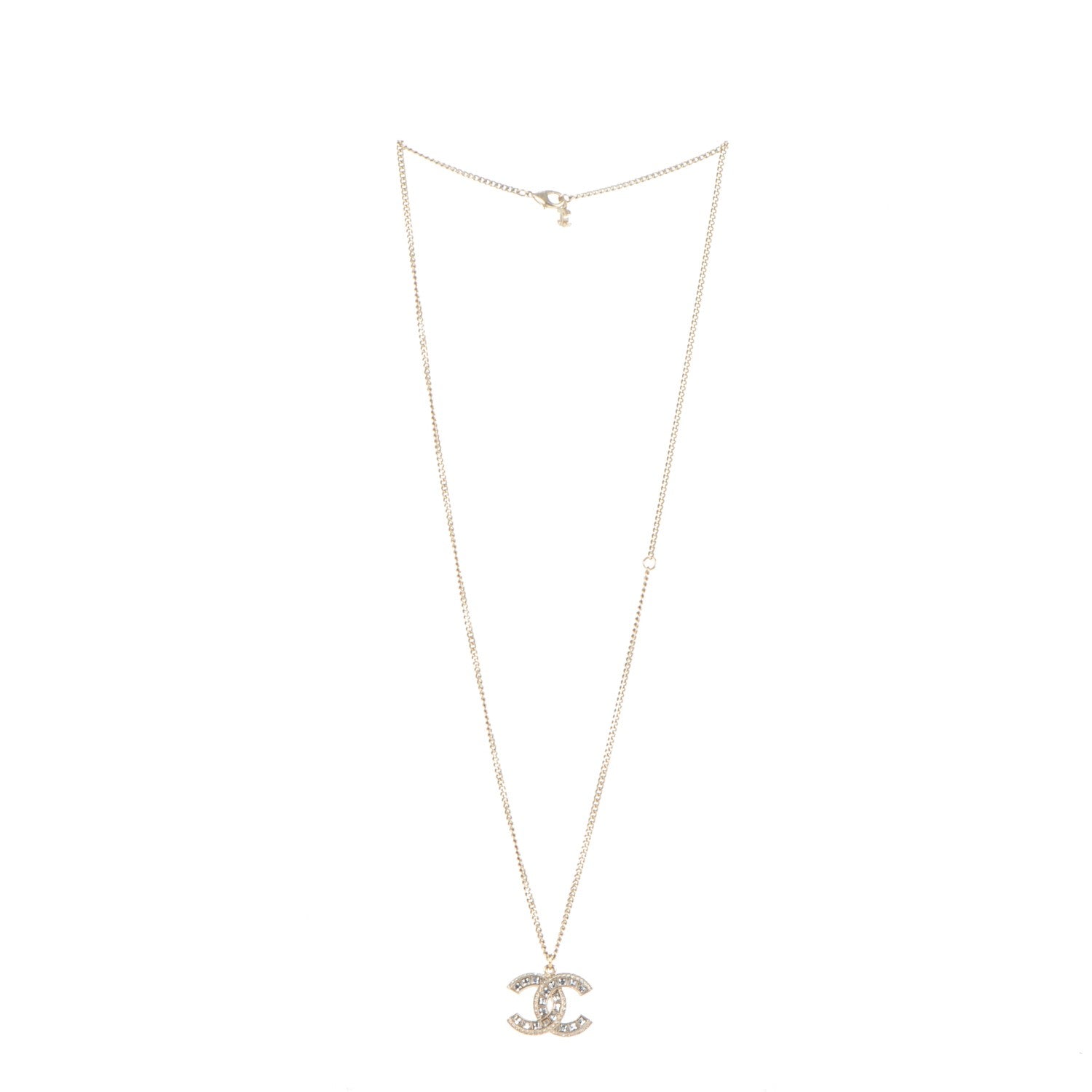 Chanel Baguette Crystal CC Necklace Gold 3 of 4