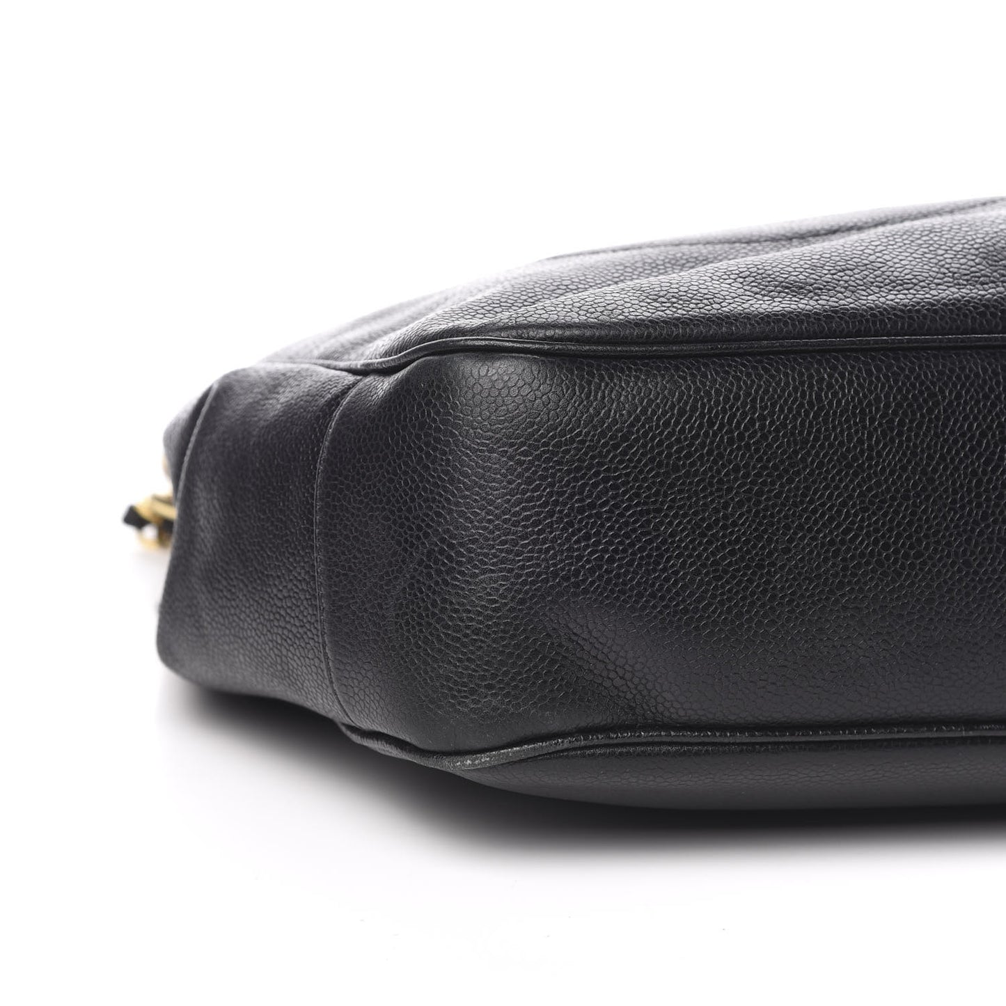 Caviar CC Zip Top Shoulder Bag Black