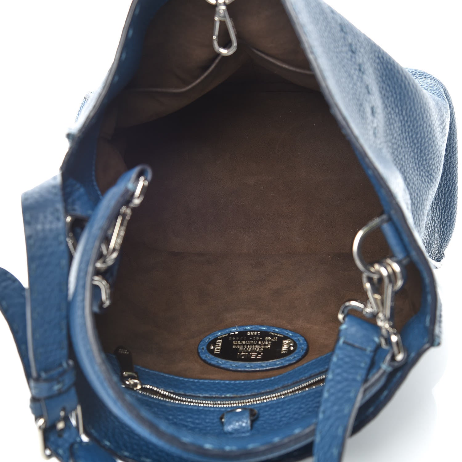 Fendi Cuoio Romano Selleria Small Anna Bucket Bag Blue 7 of 11