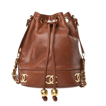 Chanel Caviar CC Drawstring Shoulder Bag Brown 1 of 7