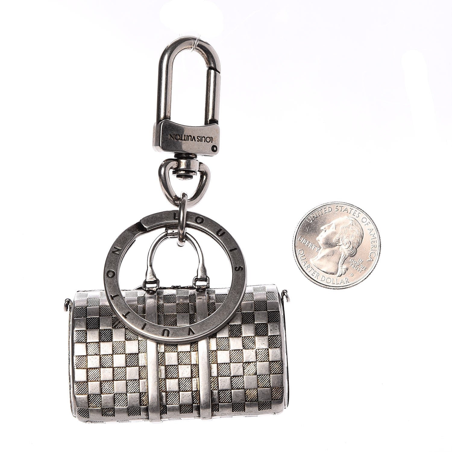 Louis Vuitton Brushed Palladium The Keepall Key Holder Bag Charm 2 of 5