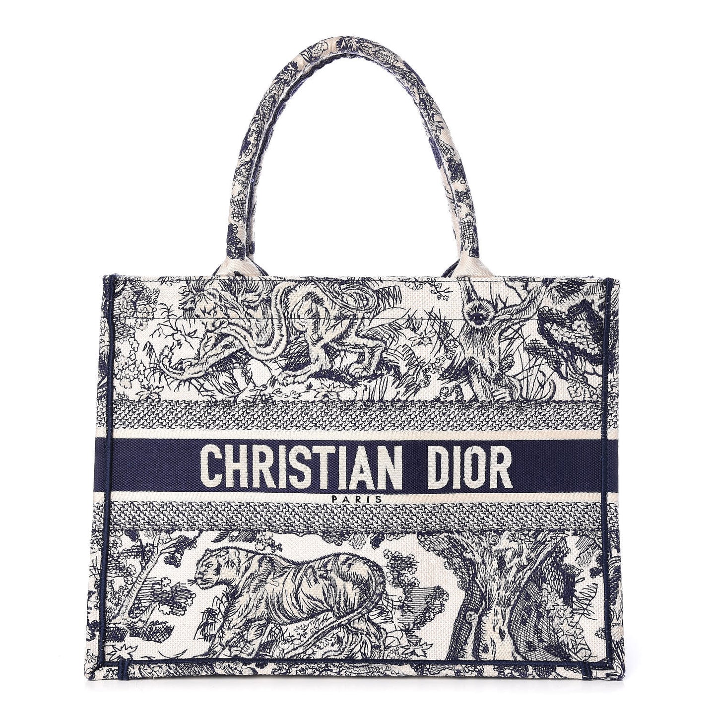 Canvas Embroidered Medium Dioriviera Toile De Jouy Book Tote Blue
