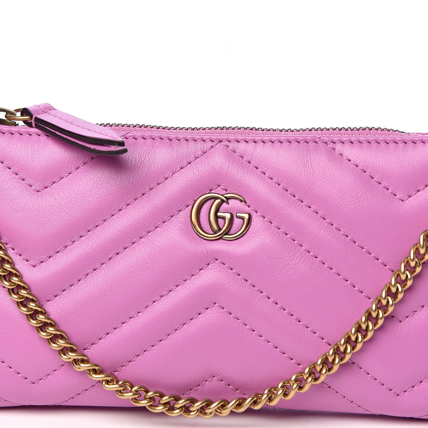 Calfskin Matelasse Mini GG Marmont Chain Bag Candy Mousse