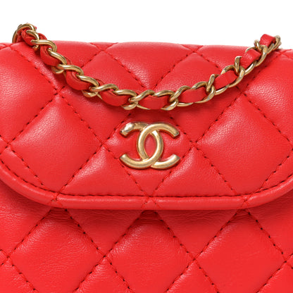 Chanel Lambskin Quilted Pearl Crush Waist Bag Red 8 of 10