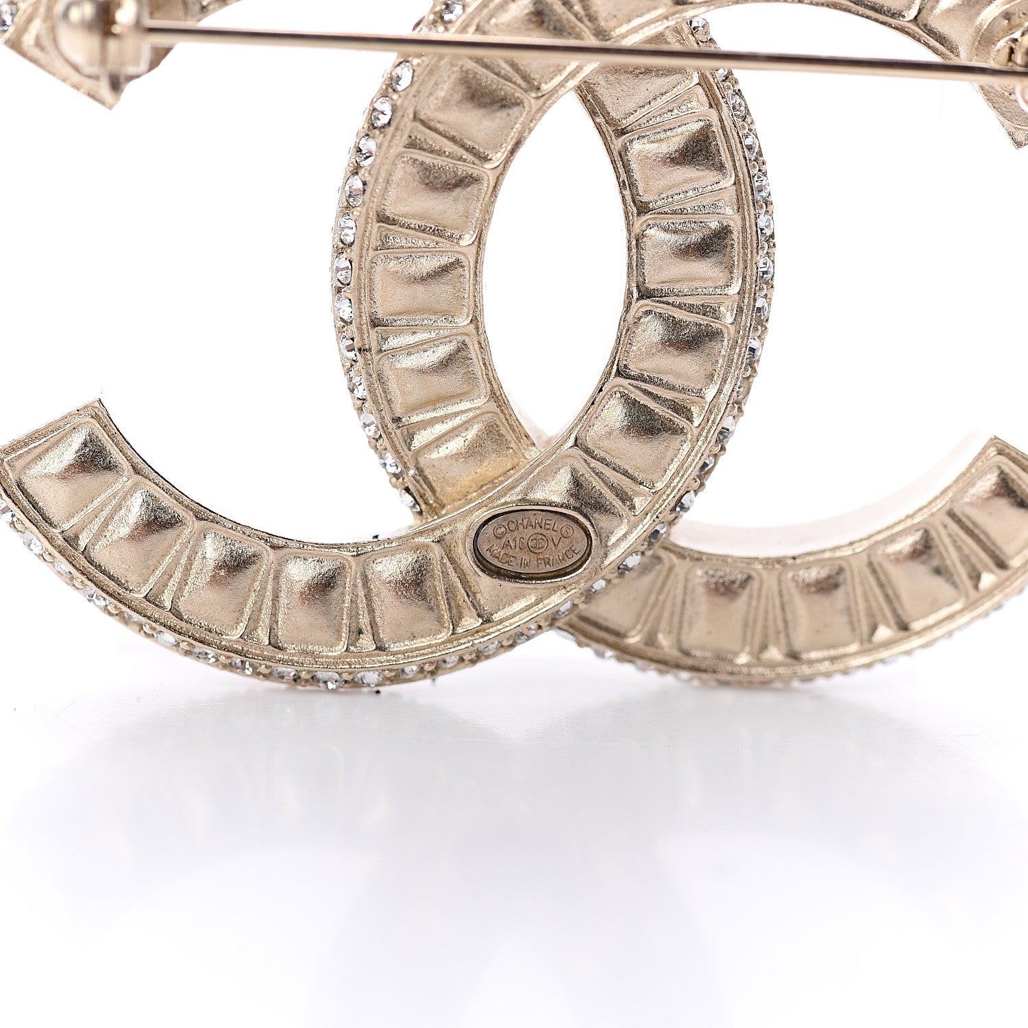 Chanel Baguette Crystal CC Brooch Gold 3 of 3