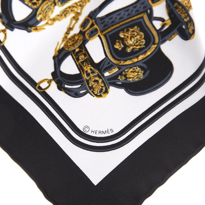 Hermes Silk Brides de Gala Nano Scarf 20 Black White Or 3 of 3
