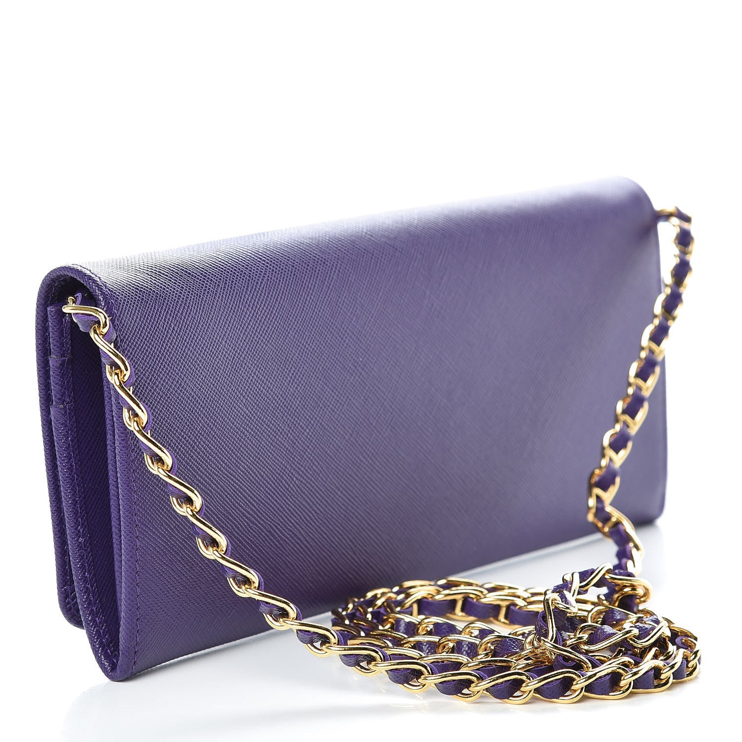 Saffiano Metal Oro Chain Wallet Viola