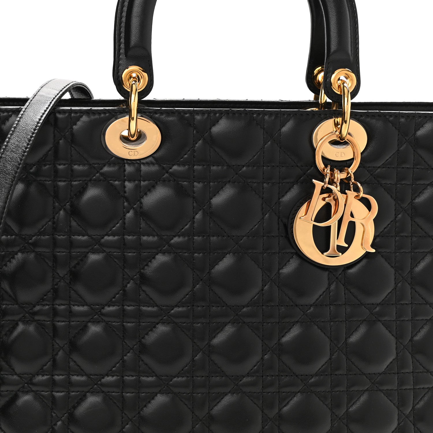 Christian Dior Lambskin Cannage Large Lady Dior Black 8 of 10