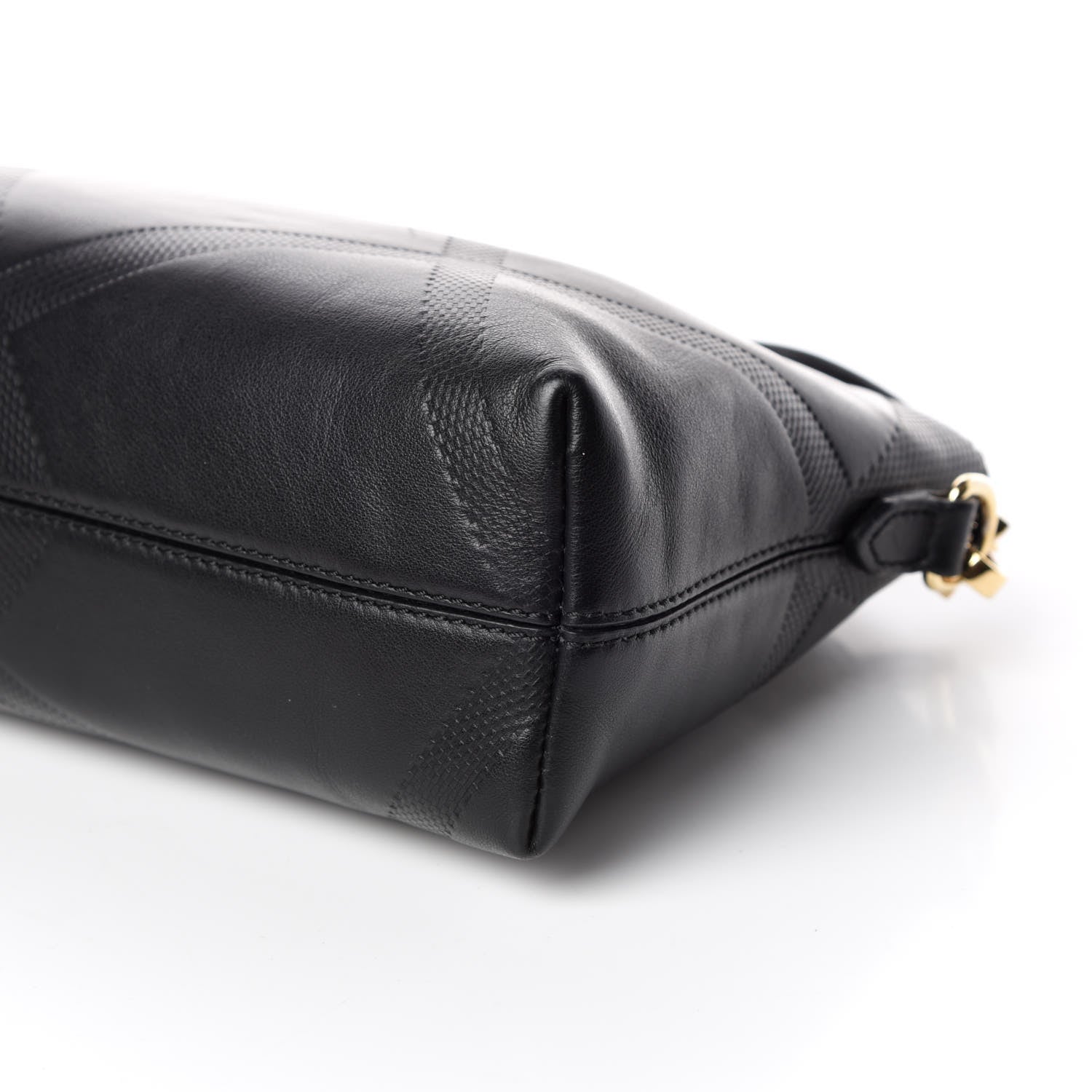 Burberry Calfskin Check Embossed Small Chichester Crossbody Clutch Bag Black 6 of 11