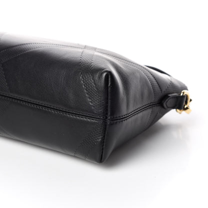 Burberry Calfskin Check Embossed Small Chichester Crossbody Clutch Bag Black 6 of 11