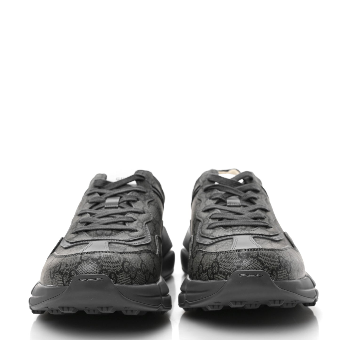 GG Supreme Monogram Apollo Calfskin Mens Rhyton Sneakers 9 Grey Black Graphite Grey