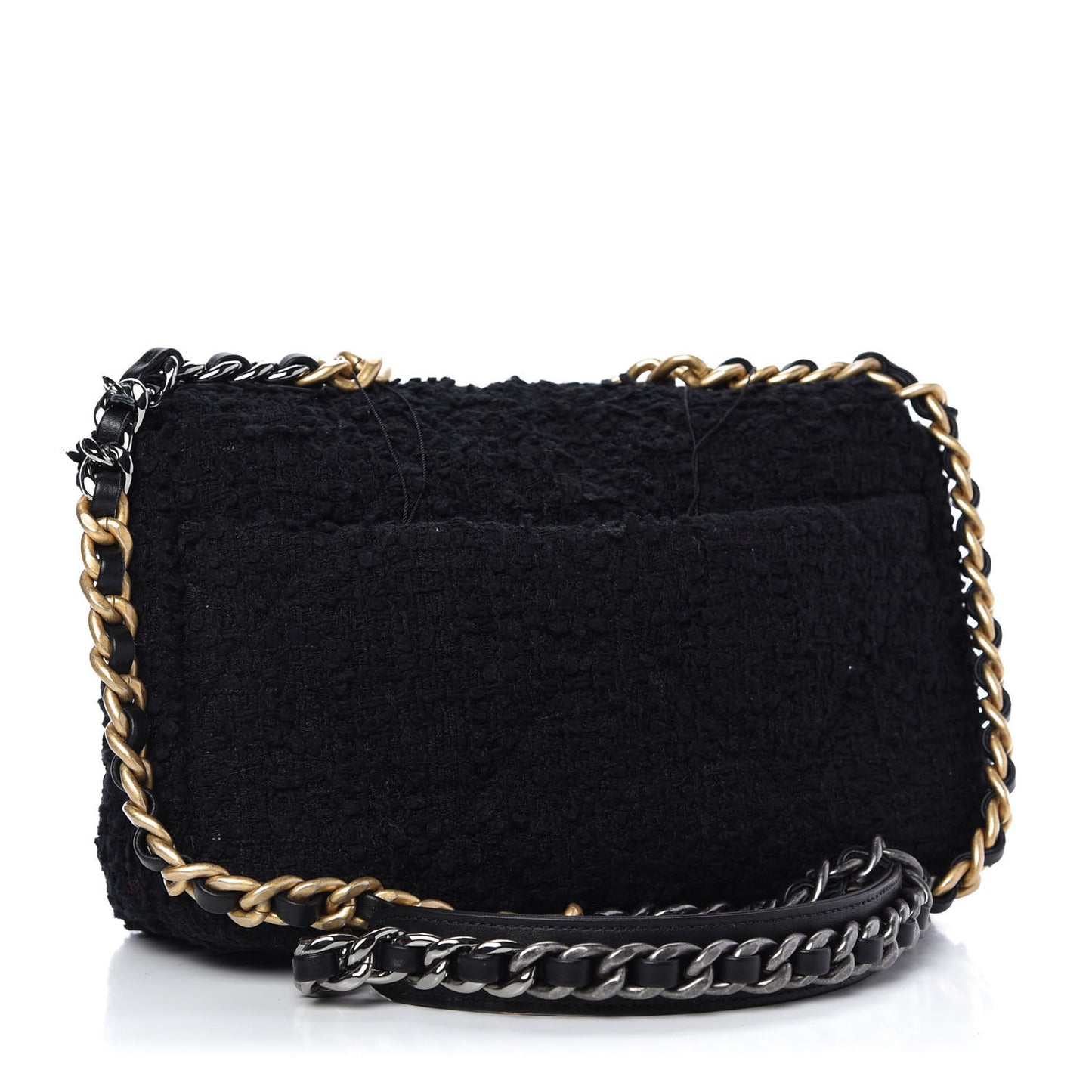 Tweed Quilted Medium 19 Flap Black