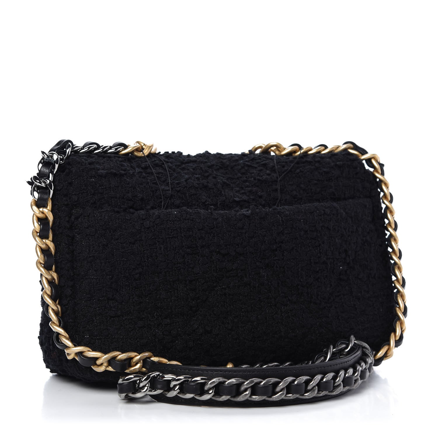 Chanel Tweed Quilted Medium 19 Flap Black 3 of 9