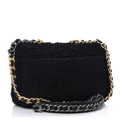 Chanel Tweed Quilted Medium 19 Flap Black 3 of 9