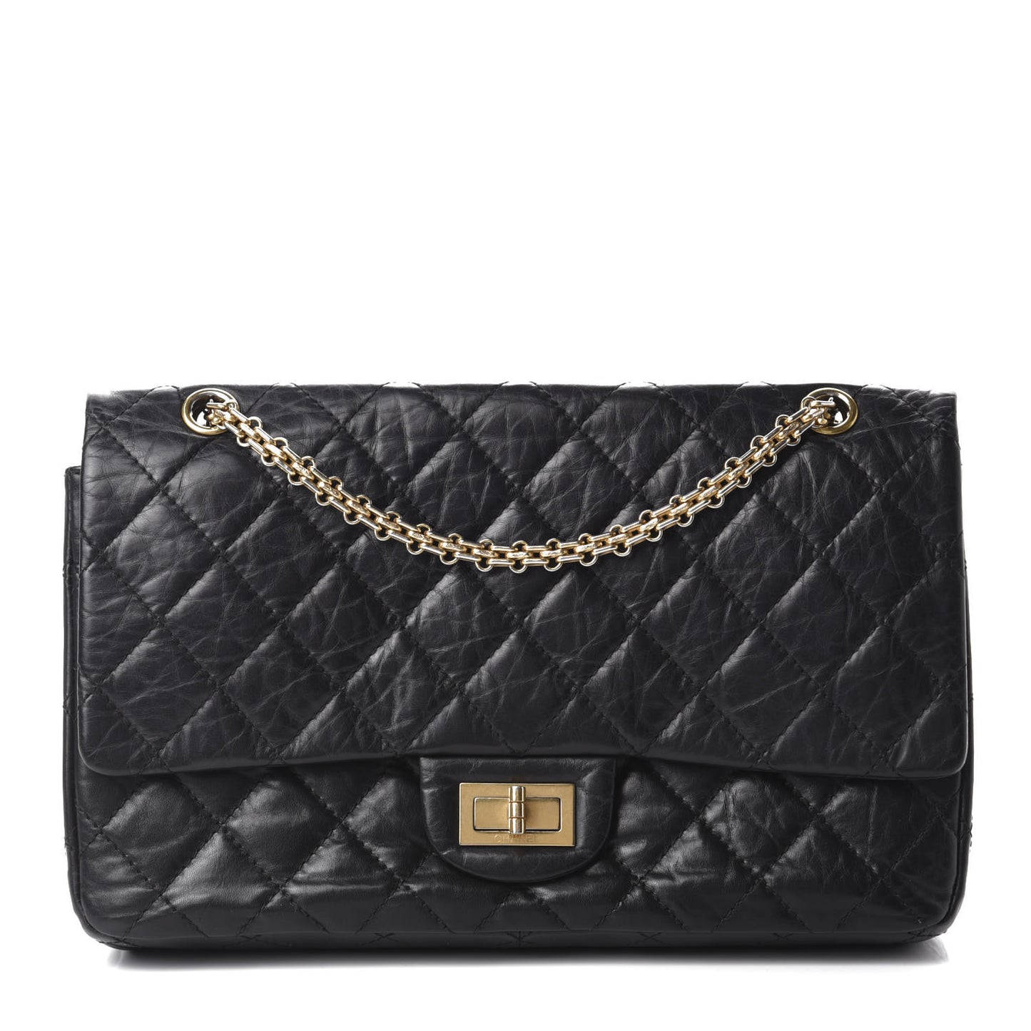 Aged Calfskin Quilted 2.55 Reissue 227 Flap Black