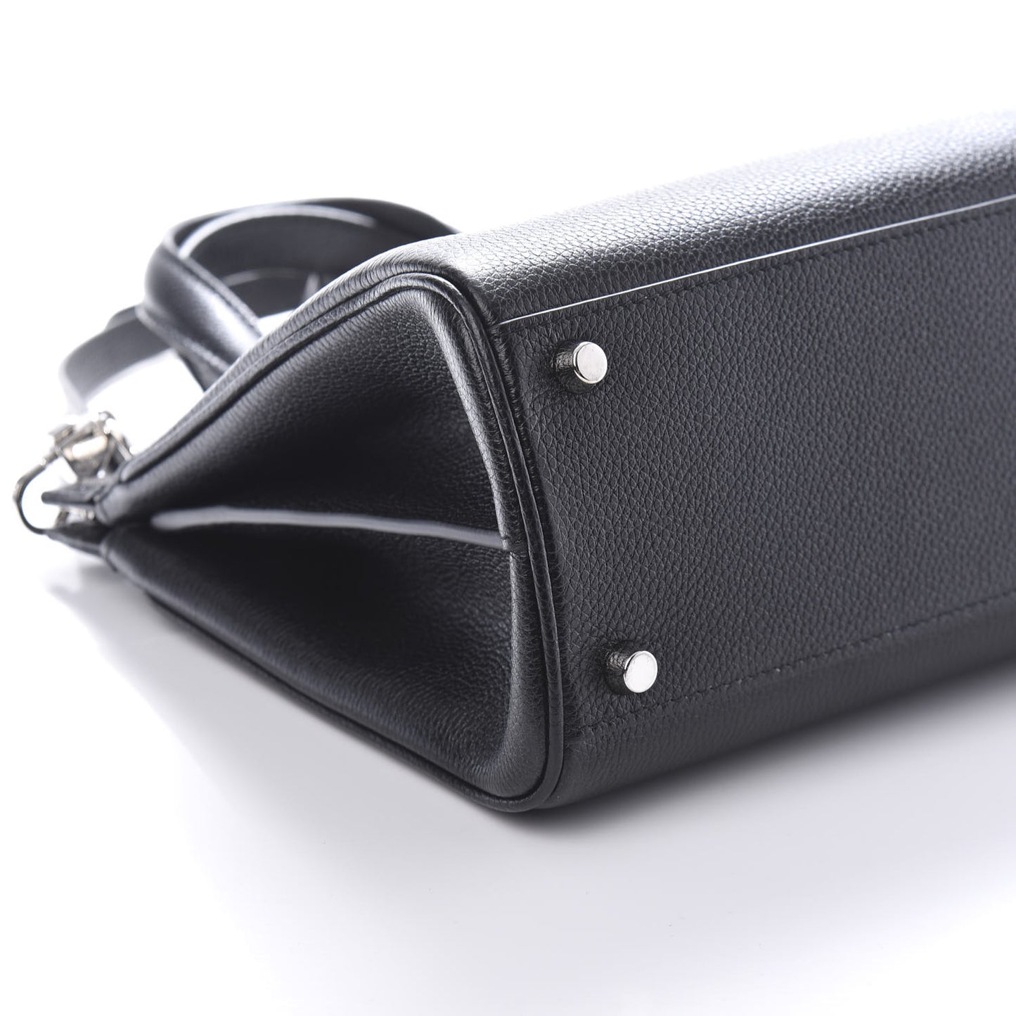 Grainy Calfskin Small Zumi Top Handle Bag Black