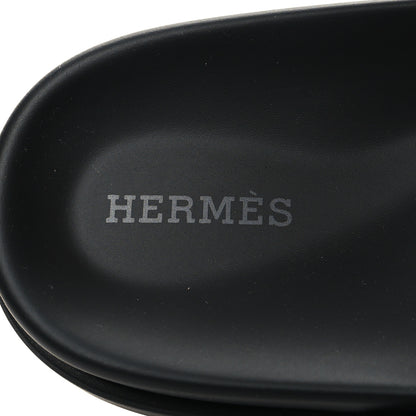 Hermes Techno Fringed H Canvas Caflskin Womens Chypre Sandals 37 Prunoir Black 8 of 8