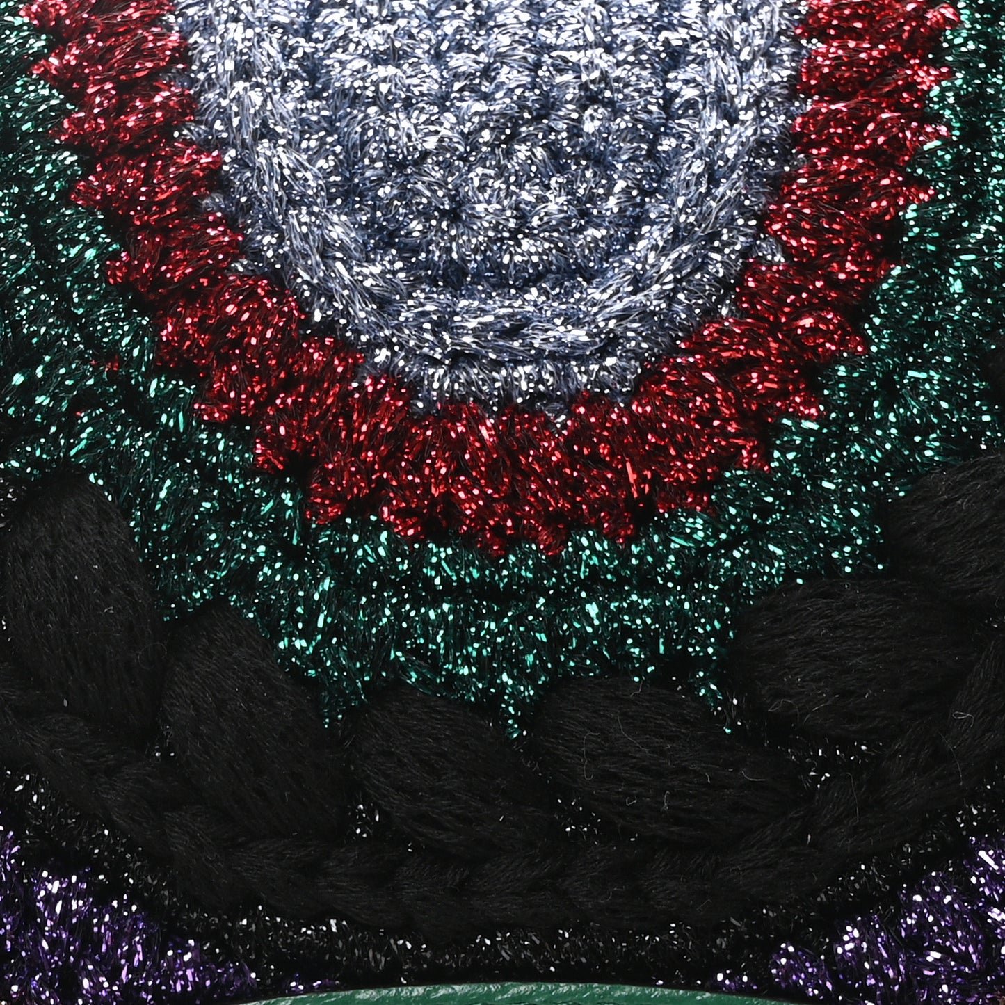 Cotton Crochet Garden Horsebit 1955 Shoulder Bag Purple Multicolor