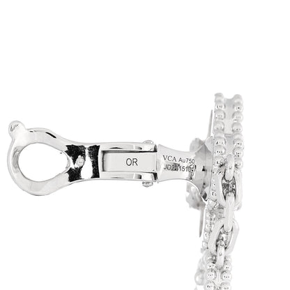 Van Cleef & Arpels 18K White Gold Mother of Pearl Chalcedony 3 Motifs Magic Alhambra Earrings 4 of 5