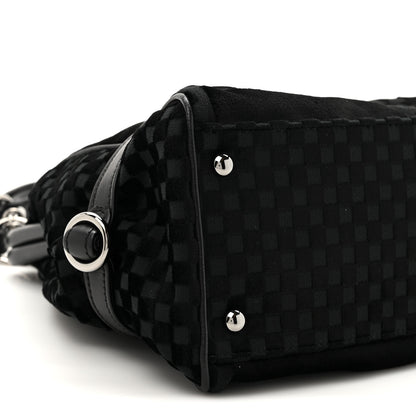 Chanel Velvet Checkered Kiss Lock Shoulder Bag Black 10 of 10
