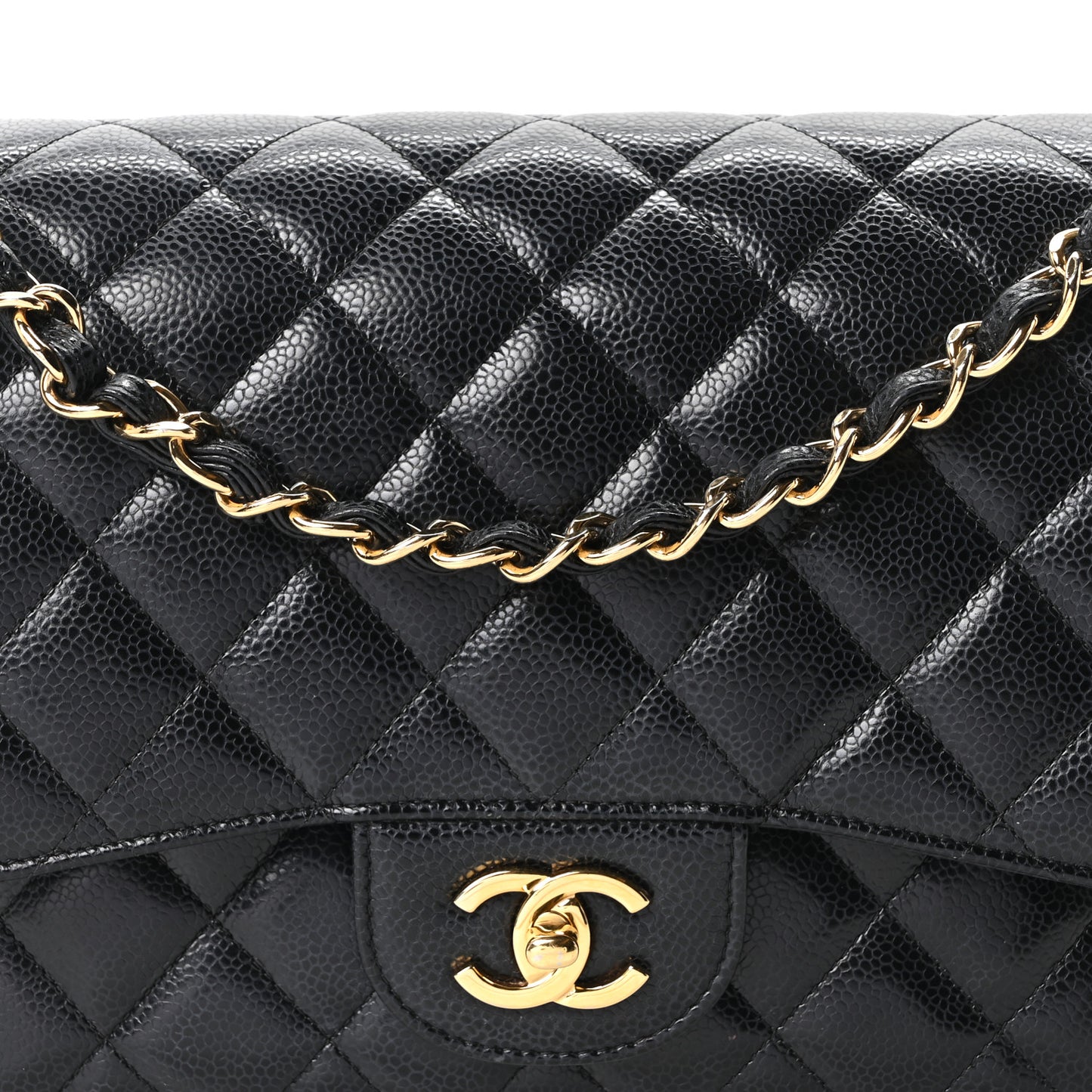 Caviar Quilted Jumbo Double Flap Black