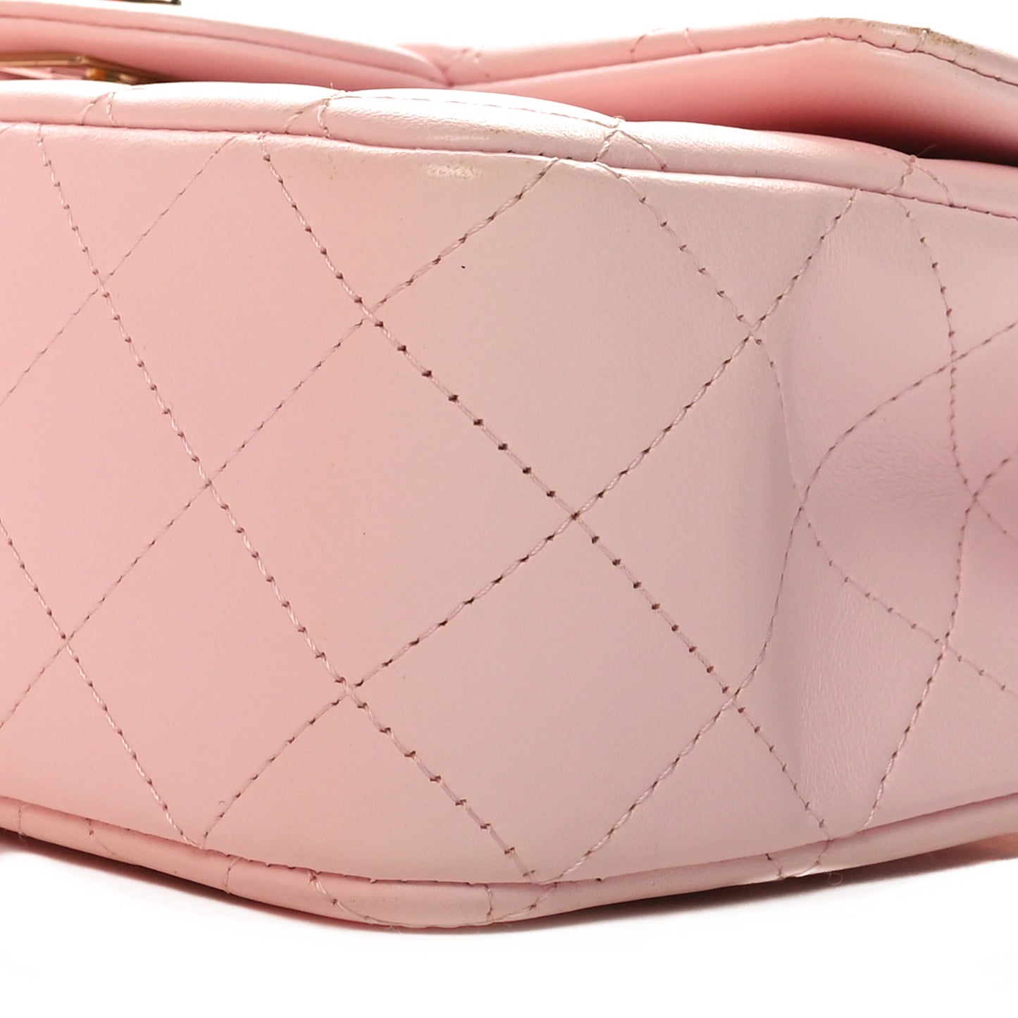 Lambskin Quilted Mini Top Handle Rectangular Flap Light Pink