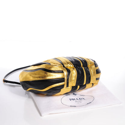 Prada Nappa Stripes Shoulder Bag Black Oro 4 of 8