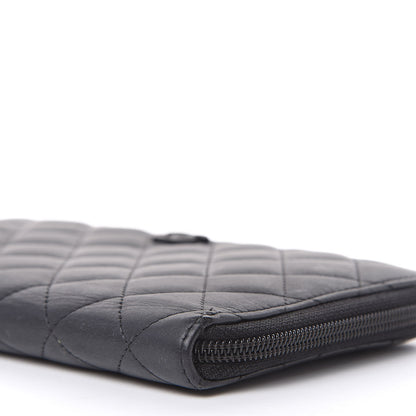 Chanel Calfskin Quilted Large Zip Around Organizer Wallet Black 10 of 14