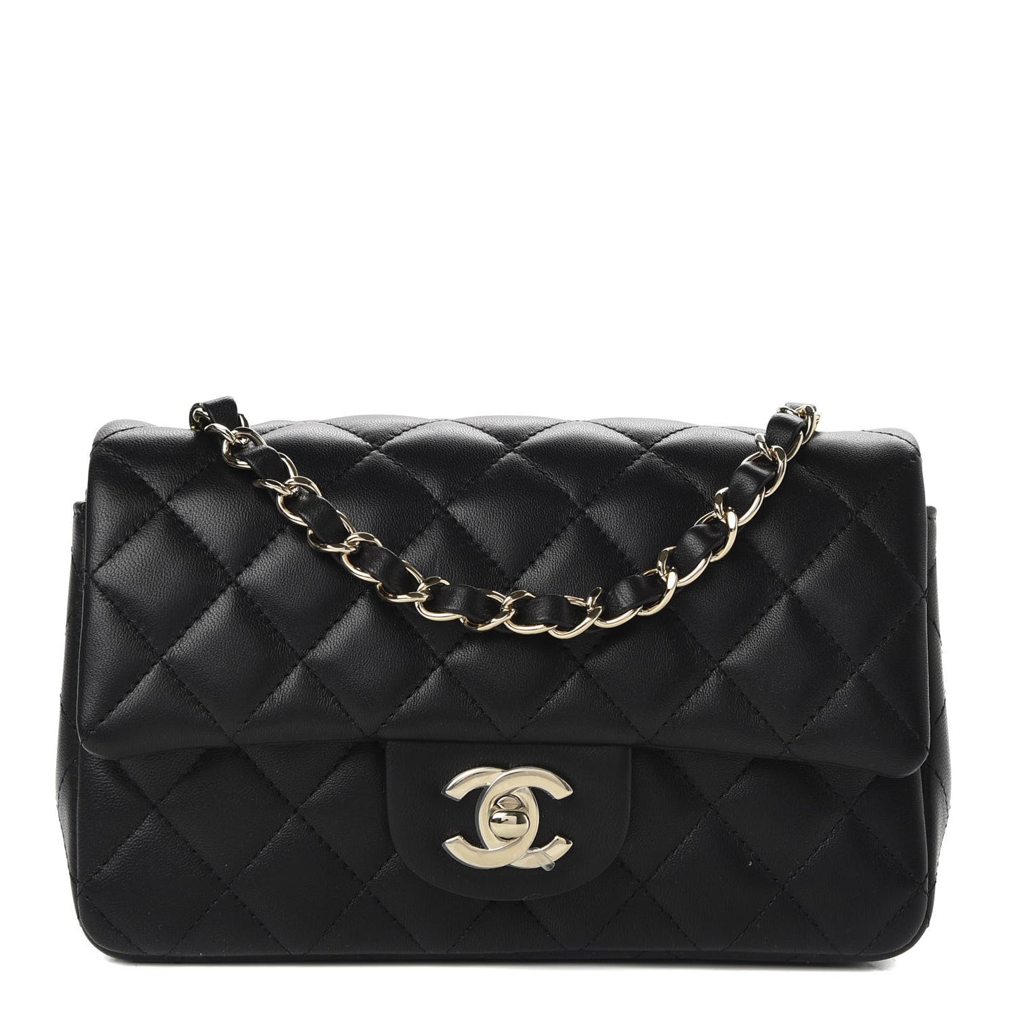 Lambskin Quilted Mini Rectangular Flap Black