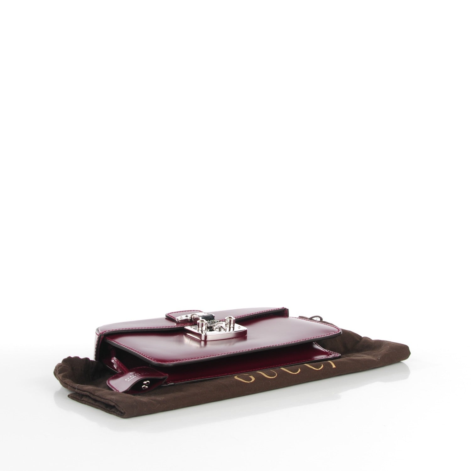 Gucci Regent Calfskin Lady Lock Small Briefcase Clutch Purple Wine 4 of 7